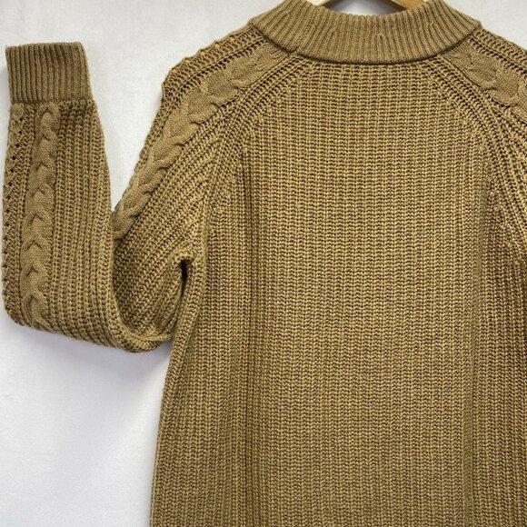 J.Crew Azra Cable Knit Pullover Sweater Women Medium Tan Mock Neck Wool Blend - Picture 11 of 16